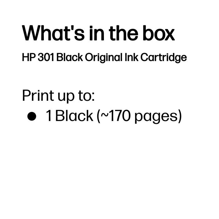 HP Cartouche d'encre authentique 301 Noir - Haute qualité d'impression fiable pour usage domestique et professionnel
