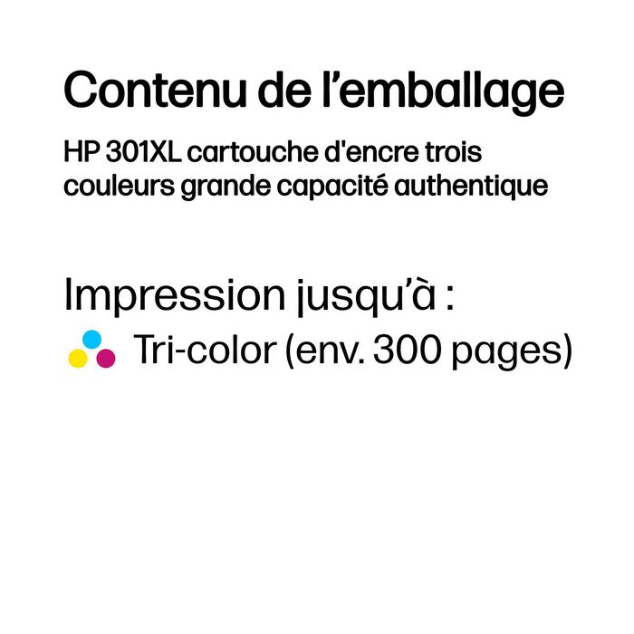 HP 301XL Cartouche d'encre Tricolore Grande Capacité (CH564EE)</div>