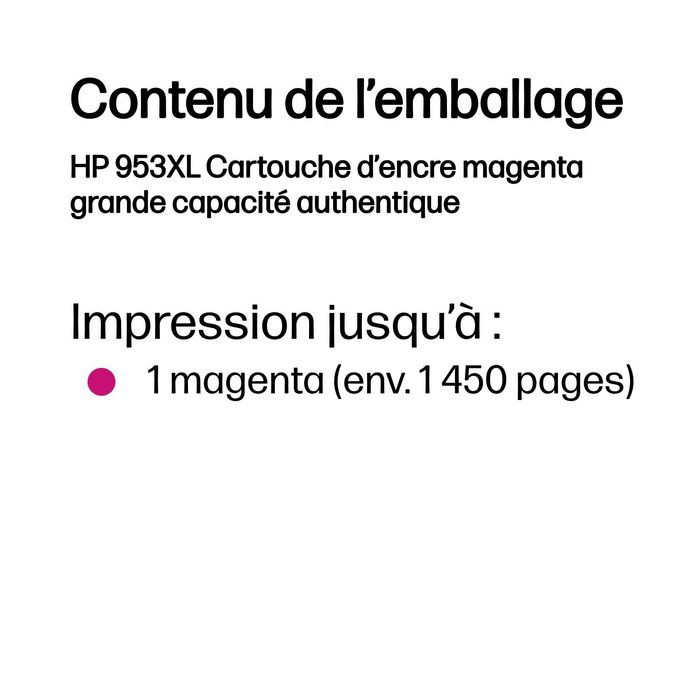 HP Cartouche d'encre authentique 953XL Magenta Grande Capacité - Compatible OfficeJet Pro 7720, 7730, 7740, 8210, 8730