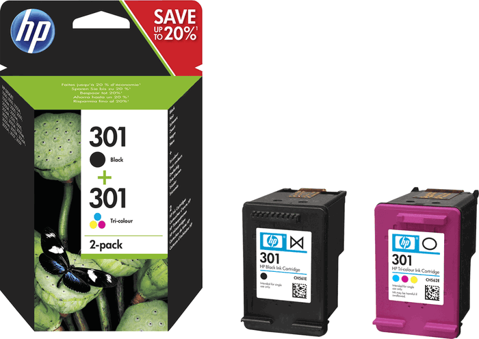 HP 301 Multipack Noir et Tricolore N9J72AE