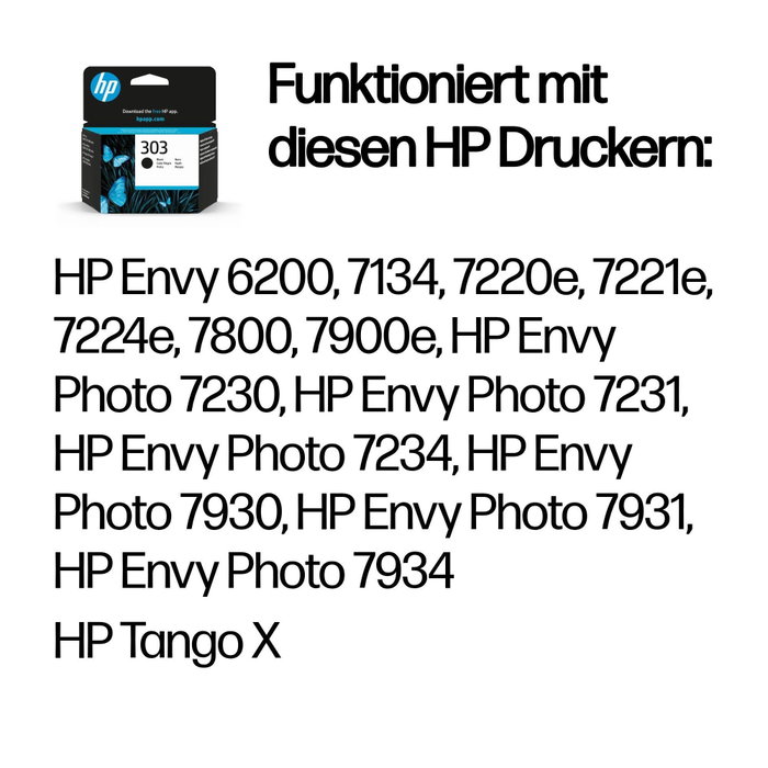 HP 303 Cartouche d'encre noire authentique T6N02AE