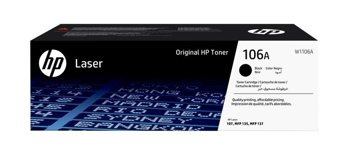 HP Cartouche de toner laser authentique 106A, noir, pour imprimantes laser HP compactes - Bureau et domicile HP Cartouche de toner laser authentique 106A, noir, pour imprimantes laser HP compactes - Bureau et domicile