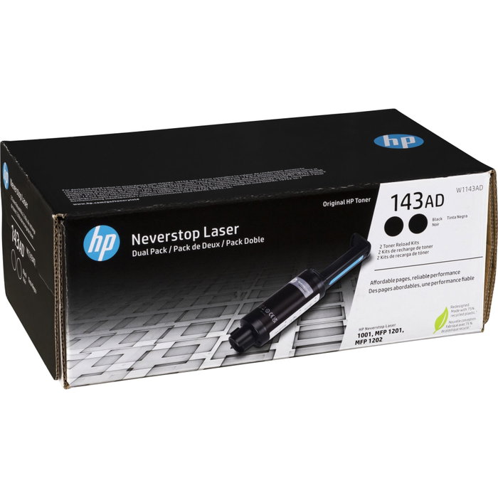 HP Kit de deux recharges de toner Neverstop 143AD Noir W1143AD HP Kit de deux recharges de toner Neverstop 143AD Noir W1143AD