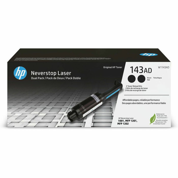 HP Kit de deux recharges de toner Neverstop 143AD Noir W1143AD HP Kit de deux recharges de toner Neverstop 143AD Noir W1143AD