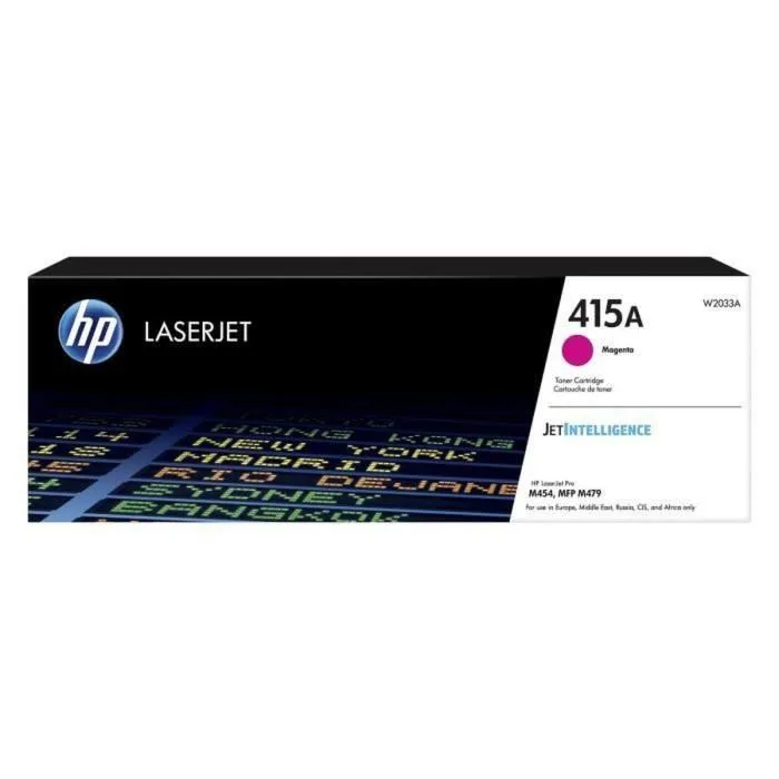 HP 415A - Cartouche de toner magenta authentique pour imprimantes laser couleur HP Color LaserJet Pro M454 et MFP M479 - Rendement 2100 pages HP 415A - Cartouche de toner magenta authentique pour imprimantes laser couleur HP Color LaserJet Pro M454 et MFP M479 - Rendement 2100 pages