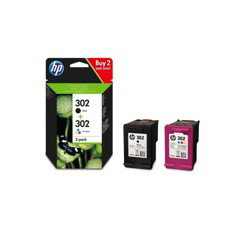 HP X4D37AE Multipack 302 Cartouche d'encre Noir et Tricolore F6U65AE/F6U66AE