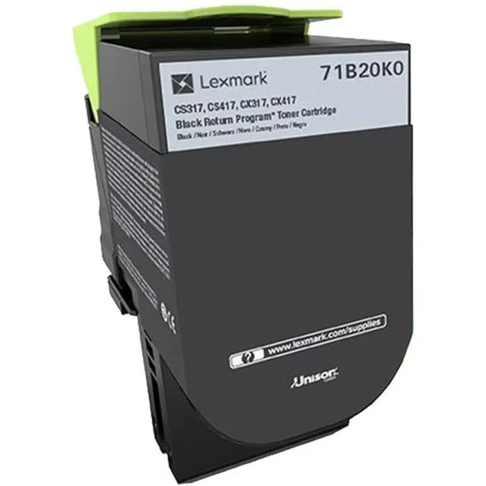 Lexmark 71B20K0 Cartouche de toner noir - Compatible avec imprimantes CS/CX 317, 417, 517