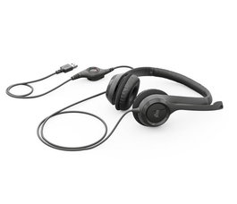 Logitech Casque Gamer avec Microphone anti-bruit, Confort rembourré, Son Stéréo Numérique et Commutateur In-Line, USB, Noir