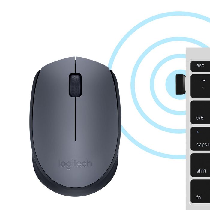 Logitech M170 Souris Sans Fil 2.4 GHz RF, Autonomie 12 Mois avec 1 Pile AA, Connectivité USB Plug-and-Play, Gris