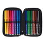 Milan Trousse 2 étages Sunset avec contenu scolaire, noir et rose, 19,5 x 13 x 5 cm, polyestère