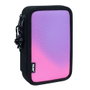 Milan Trousse 2 étages Sunset avec contenu scolaire, noir et rose, 19,5 x 13 x 5 cm, polyestère