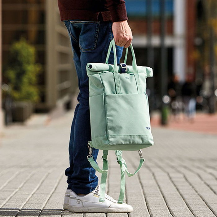 Milán Série 1918 Mochila urbaine 10 L avec fermeture supérieure enroulable, vert, polyester - 42x29x11 cm