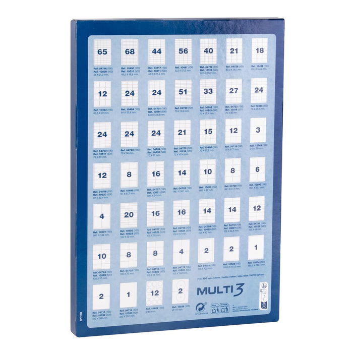 Etiquettes pour Imprimante MULTI 3 Blanc Droit 100 Volets 500 Volets 210 x 148 mm