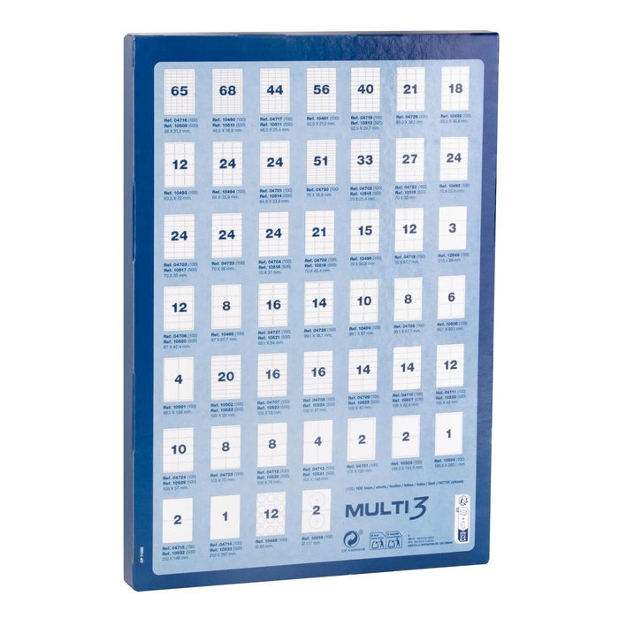 Etiquettes pour Imprimante MULTI 3 Blanc Droit 100 Volets 500 Volets 210 x 148 mm