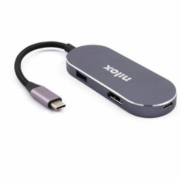 Nilox Station d'accueil Mini-Dock USB-C avec HDMI et 3 ports USB 3.0, Argent