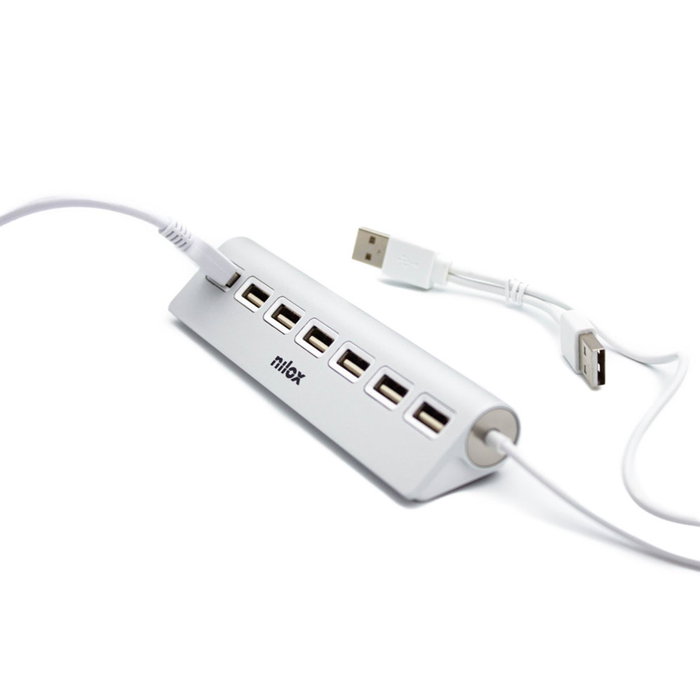 Nilox Hub USB 2.0 7 Ports Aluminium Gris - Plug and Play, Charge et Transfert de Données Nilox Hub USB 2.0 7 Ports Aluminium Gris - Plug and Play, Charge et Transfert de Données