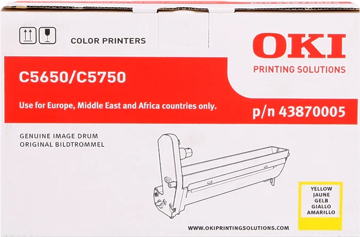 OKI 43870005 Unité tambour jaune pour C5650/5750, 20 000 pages OKI 43870005 Unité tambour jaune pour C5650/5750, 20 000 pages