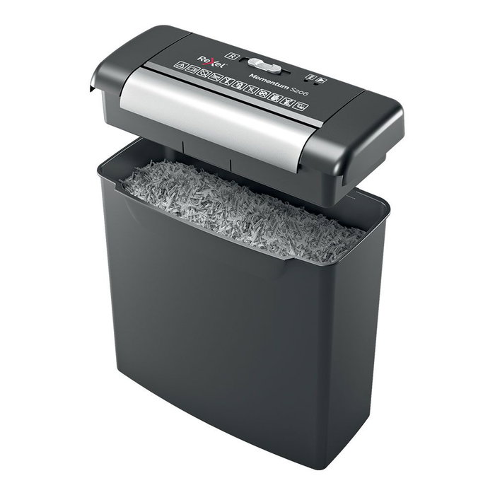 Rexel Destructrice de documents 6 feuilles, coupe en lanières 6mm, niveau de sécurité P1, bac 9L, noir Rexel Destructrice de documents 6 feuilles, coupe en lanières 6mm, niveau de sécurité P1, bac 9L, noir