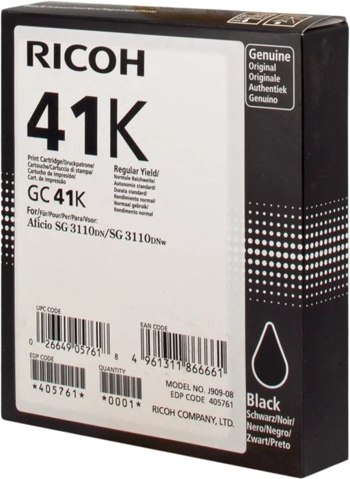 Ricoh GC41BKHC Cartouche d'encre gel noire (405761) pour imprimante Ricoh Ricoh GC41BKHC Cartouche d'encre gel noire (405761) pour imprimante Ricoh