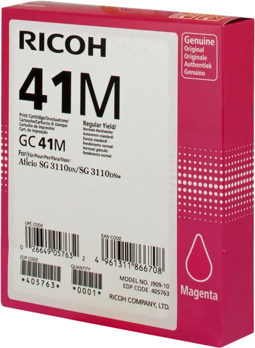 Ricoh GC41MHC Cartouche d'encre Gel Magenta (405763) - Consommable d'impression Ricoh GC41MHC Cartouche d'encre Gel Magenta (405763) - Consommable d'impression