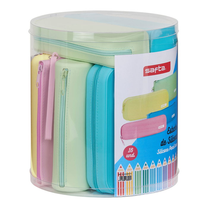Safta Set de 16 Porte-stylos en Silicone Bleu
