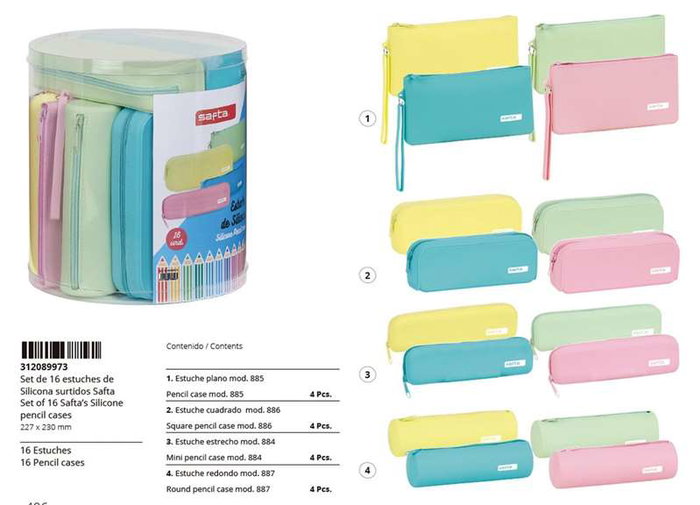 Safta Set de 16 Porte-stylos en Silicone Bleu