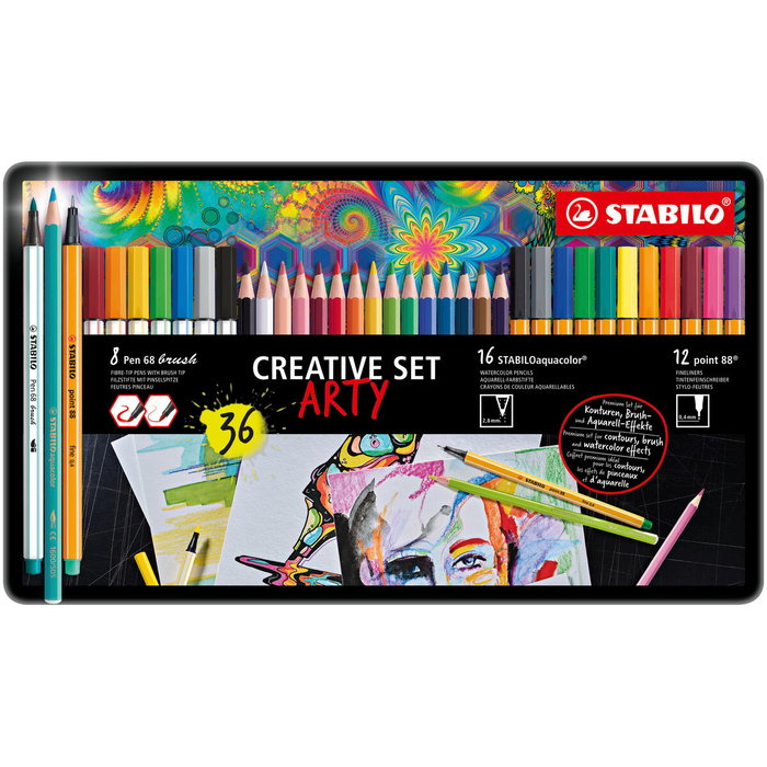 Ensemble de Marqueurs Stabilo Point 88 - Pen 68 Brusht - Aquacolor Multicouleur Ensemble de Marqueurs Stabilo Point 88 - Pen 68 Brusht - Aquacolor Multicouleur