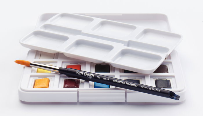 Van Gogh Boîte d'aquarelles basiques avec 12 demi-pastilles Van Gogh Boîte d'aquarelles basiques avec 12 demi-pastilles