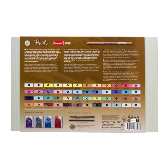 Bruynzeel Design crayons pastel boîte, 48 couleurs
