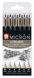 Sakura Pigma Micron Estuche 6 Puntafinas Negros