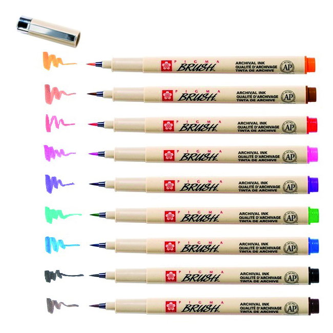 Sakura Pigma Brush coffret de 9 couleurs Sakura Pigma Brush coffret de 9 couleurs