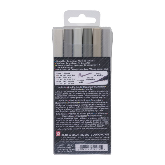 Sakura Koi Coloring Brush Pen set Urban - 6 couleurs Sakura Koi Coloring Brush Pen set Urban - 6 couleurs