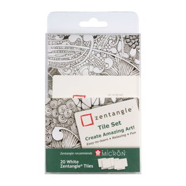 Sakura Set de 20 tuiles Zentangle blanches