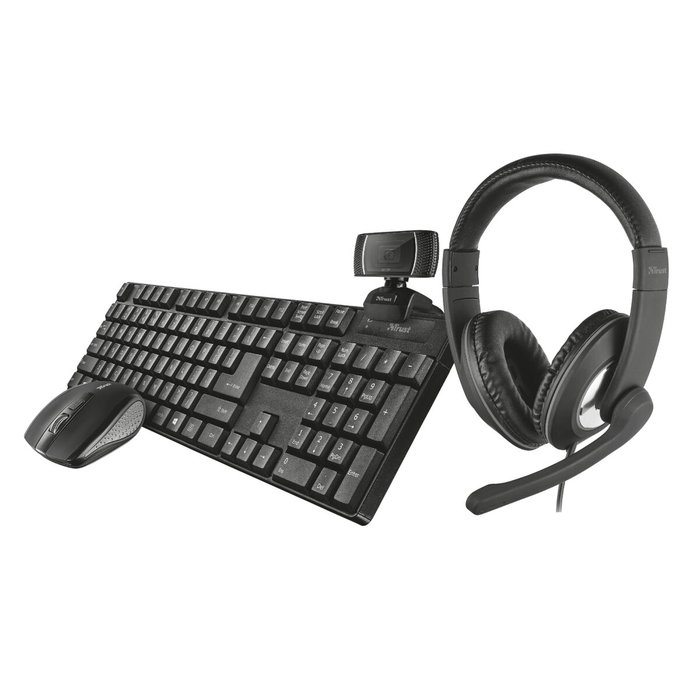 clavier et souris Trust Qoby Noir QWERTY 4 Pièces clavier et souris Trust Qoby Noir QWERTY 4 Pièces