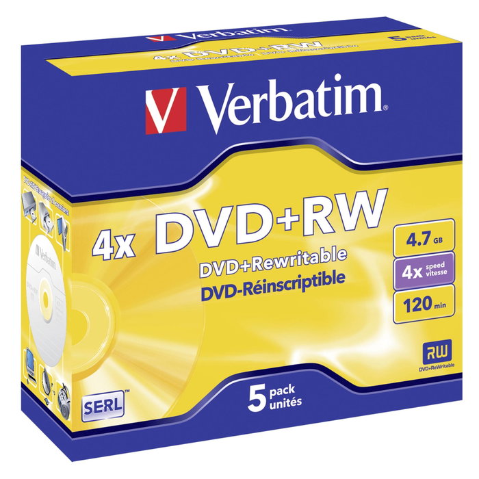 Verbatim DVD+RW Argent mat, 5 pièces