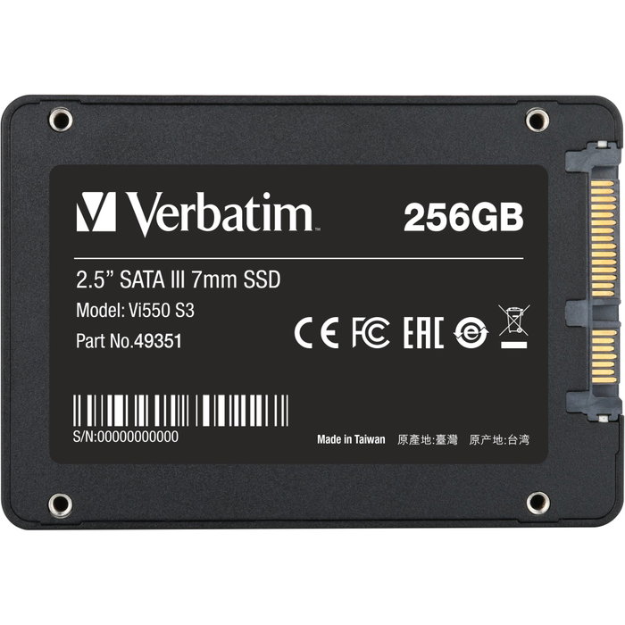 Verbatim Vi550 S3 256 Go SSD 2,5 pouces SATA III Verbatim Vi550 S3 256 Go SSD 2,5 pouces SATA III