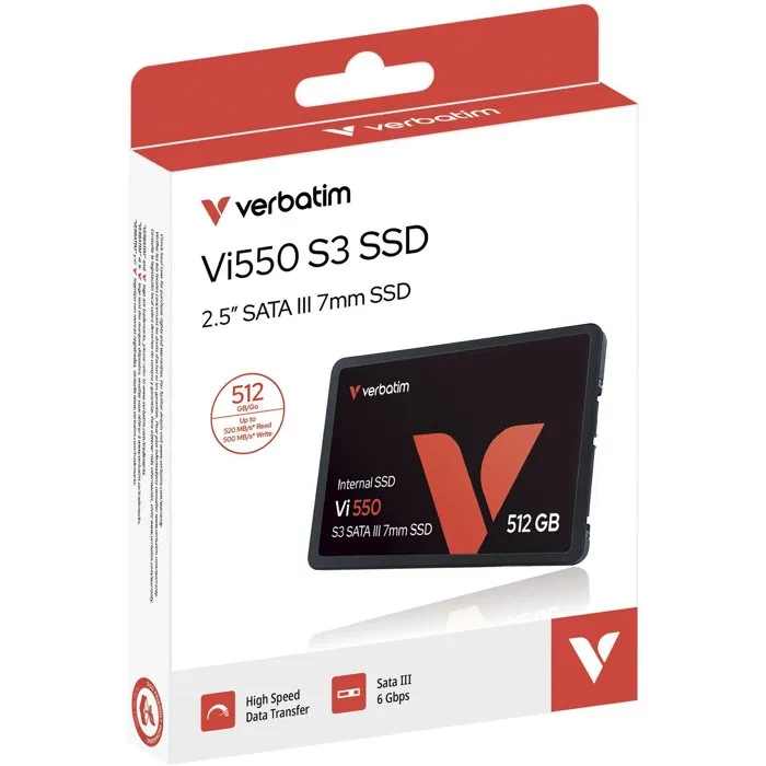 Verbatim SSD Vi550 S3 512 Go 2,5 pouces Verbatim SSD Vi550 S3 512 Go 2,5 pouces