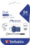Verbatim Clé USB Store 'n' Go Dual 64 Go USB-C / USB 3.0 pour téléphone et PC, transferts rapides et sauvegarde directe