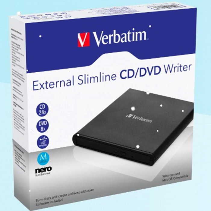 Verbatim 43888 Graveur DVD Externe Slimline USB 2.0 pour PC Windows - Noir Verbatim 43888 Graveur DVD Externe Slimline USB 2.0 pour PC Windows - Noir