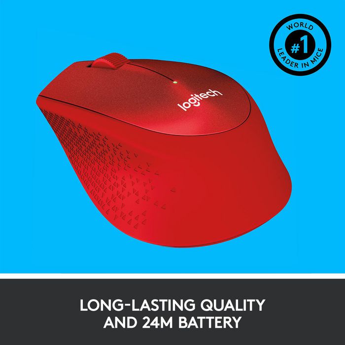Logitech M330 Silent Plus Souris Sans Fil Silencieuse, 1000 dpi, Autonomie 24 Mois, Connexion USB 2.4GHz, Récepteur Nano, Rouge