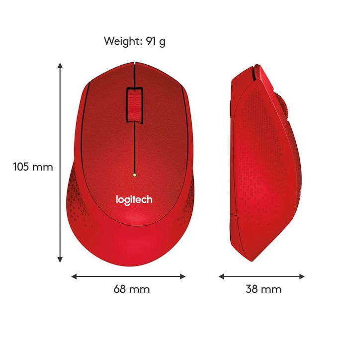 Logitech M330 Silent Plus Souris Sans Fil Silencieuse, 1000 dpi, Autonomie 24 Mois, Connexion USB 2.4GHz, Récepteur Nano, Rouge