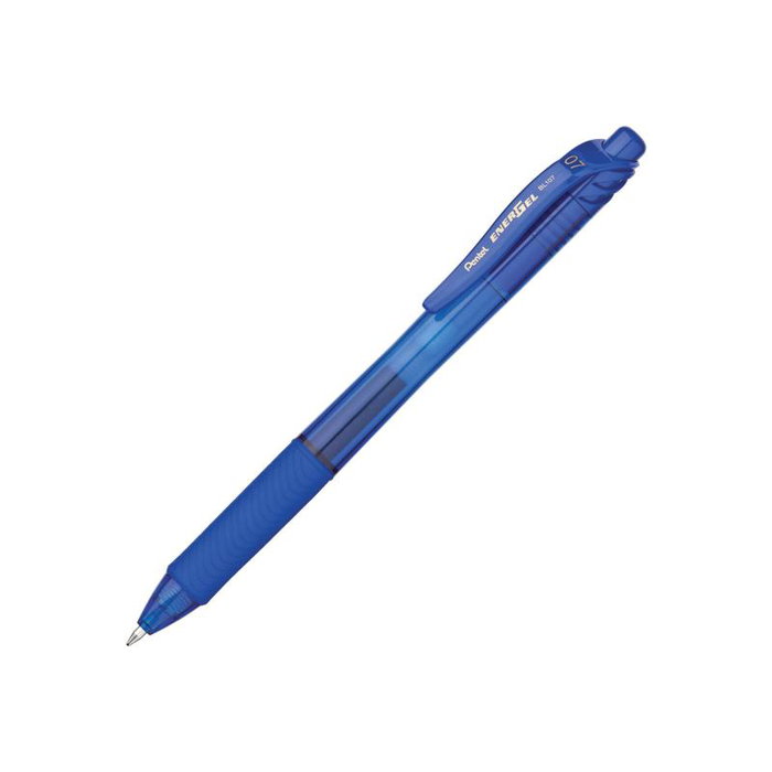 Pentel BL107-CX Stylo gel EnerGel X Bleu, rechargeable, 0.7 mm, pointes métalliques, écriture fluide