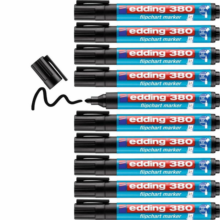 Edding Marqueur 380 Flipchart Noir (10 Unités) Edding Marqueur 380 Flipchart Noir (10 Unités)