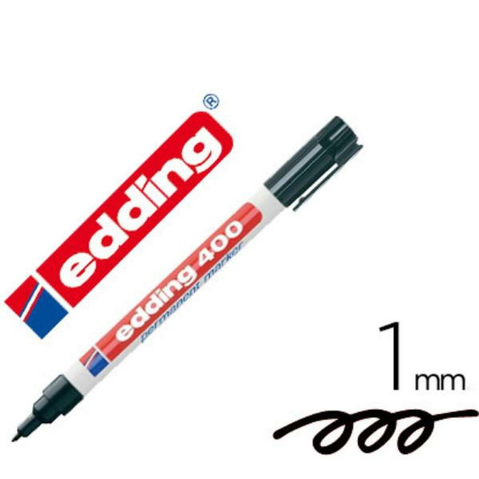 Marqueur permanent Edding 400-01 Noir 1 mm (10 Unités)
