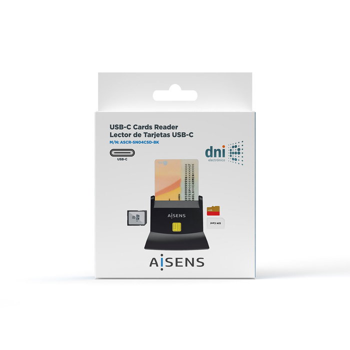 Lecteur de cartes DNI/SIP Aisens ASCR-SN04CSD-BK