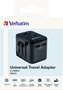 Verbatim Adaptateur de Voyage Universel 12W avec 2 Ports USB-A, UTA-01 - Compatible 180+ Pays, Charge 3 Appareils Simultanément