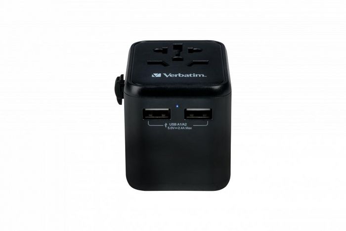 Verbatim Adaptateur de Voyage Universel 12W avec 2 Ports USB-A, UTA-01 - Compatible 180+ Pays, Charge 3 Appareils Simultanément