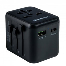 Verbatim UTA-02 Adaptateur de voyage universel USB-C PD 20W et USB-A QC 3.0, Noir