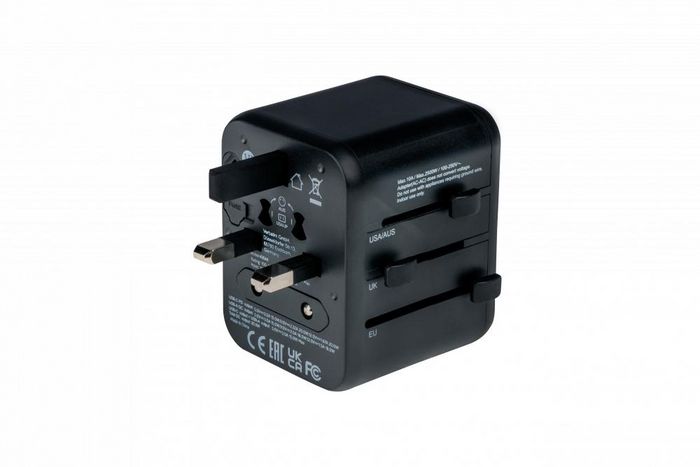 Verbatim Adaptateur de Voyage Universel avec Ports USB-C PD 20W et USB-A QC 3.0 - Charge Rapide 3 en 1 pour Plus de 180 Pays