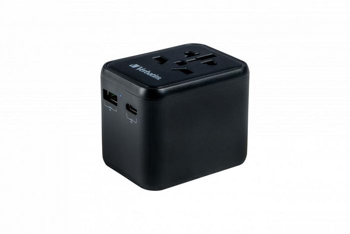 Verbatim Adaptateur de Voyage Universel avec Ports USB-C PD 20W et USB-A QC 3.0 - Charge Rapide 3 en 1 pour Plus de 180 Pays